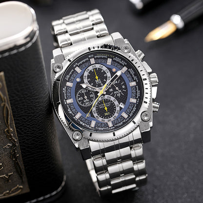Men's Icon High Precision Quartz Chronograph Watch, Curved Mineral Crystal