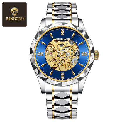 Fully automatic mechanical watch for men's business hollow tourbillon waterproof night light function watch