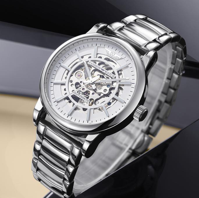 Silver Stainless Steel Waterproof Luxury Wristwatch