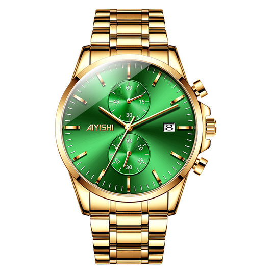 Mens Watch Fashion Sleek Minimalist Quartz Analog Mesh Stainless Steel Waterproof Chronograph Watches for Men with Auto Date