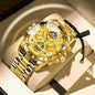 Mens Automatic Mechanical Watches Skeleton Tourbillon Day Date Luxury Self Winding Dress Wrist Watches Luminous