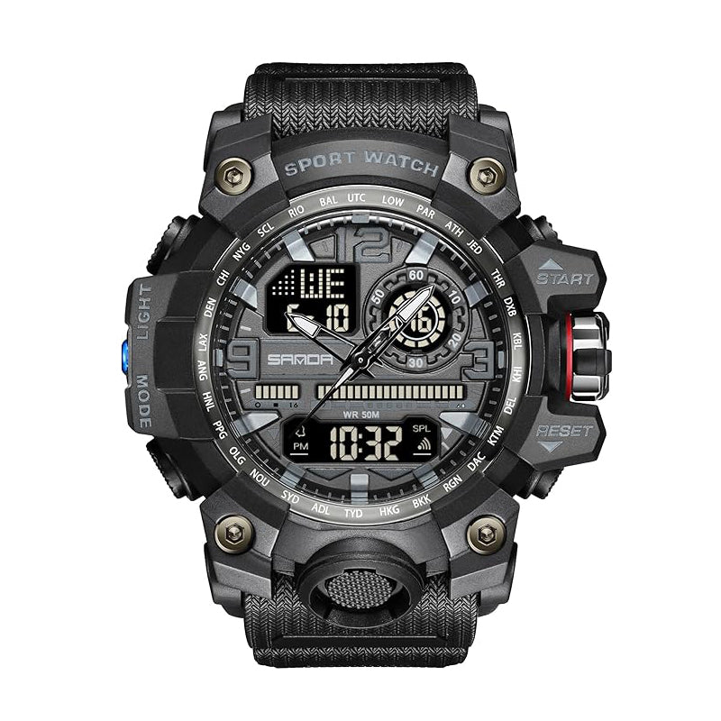 Men's Watches Sports Outdoor Waterproof Military Watch Date Multi Function Tactics LED Face Alarm Stopwatch for Men 3133