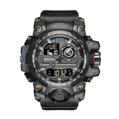 Men's Watches Sports Outdoor Waterproof Military Watch Date Multi Function Tactics LED Face Alarm Stopwatch for Men 3133