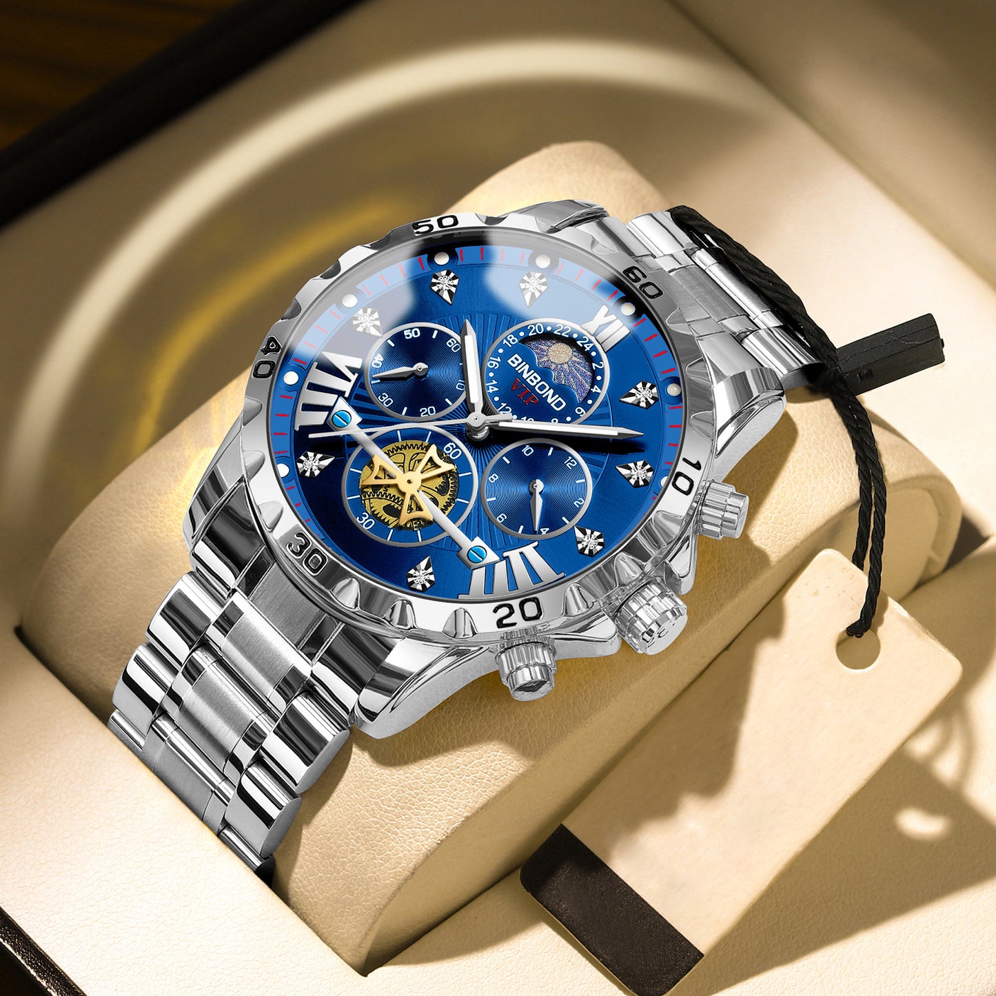 Mens Automatic Mechanical Watches Skeleton Tourbillon Day Date Luxury Self Winding Dress Wrist Watches Luminous
