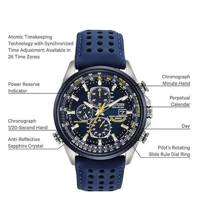 Men's Eco-Drive Sport Luxury World Chronograph Atomic Time Keeping Watch