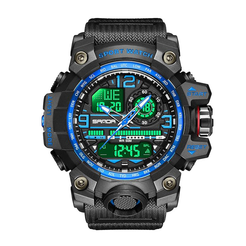Men's Watches Sports Outdoor Waterproof Military Watch Date Multi Function Tactics LED Face Alarm Stopwatch for Men 3133