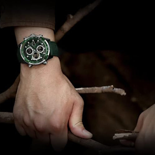Men's Military Digital Watches Analog Quartz Waterproof Watch Sport Multifunctional Leather Wristwatch