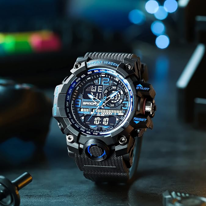 Men's Watches Sports Outdoor Waterproof Military Watch Date Multi Function Tactics LED Face Alarm Stopwatch for Men 3133
