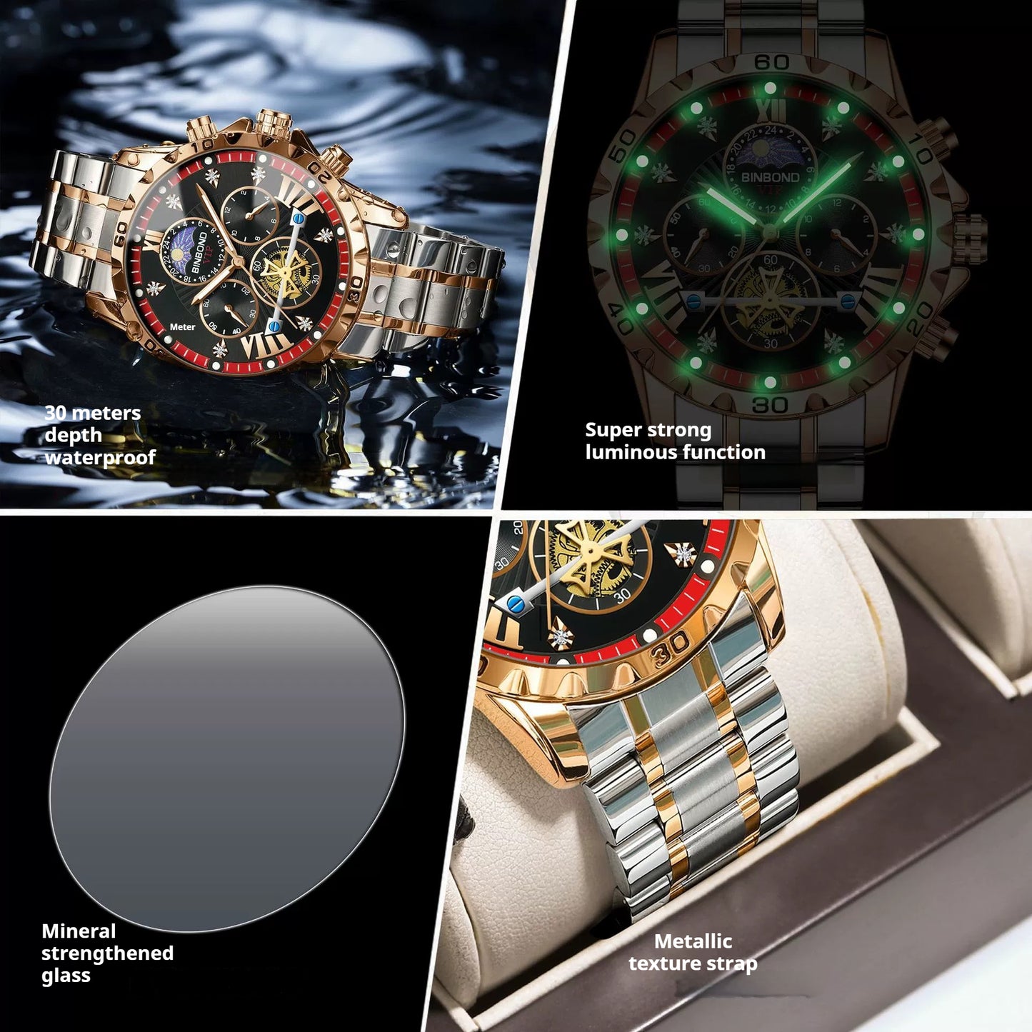 Mens Automatic Mechanical Watches Skeleton Tourbillon Day Date Luxury Self Winding Dress Wrist Watches Luminous