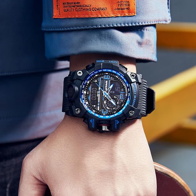 Men's Watches Sports Outdoor Waterproof Military Watch Date Multi Function Tactics LED Face Alarm Stopwatch for Men 3133