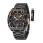 OLEVS Men Watches Business Dress Chronograph Big Square Quartz Analog Male Watch Silicone Strap Waterproof Date Gift Mens Wrsit Watch Silver
