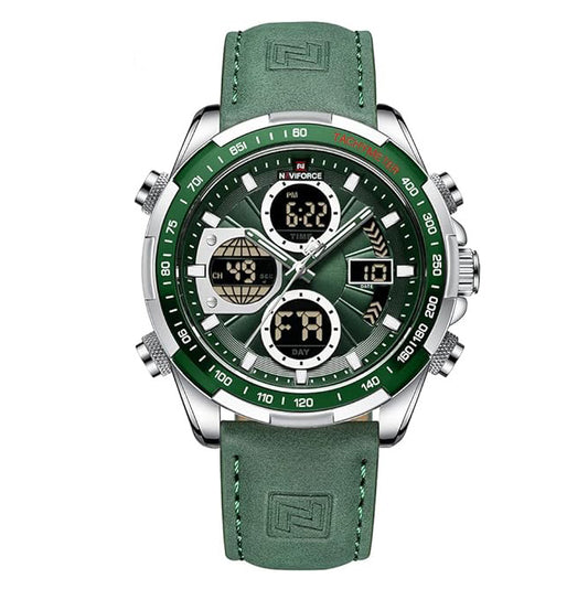 Men's Military Digital Watches Analog Quartz Waterproof Watch Sport Multifunctional Leather Wristwatch