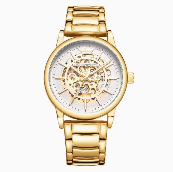 Gold Stainless Steel Waterproof Luxury Wristwatch