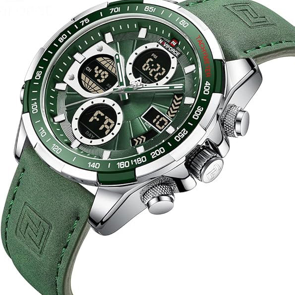 Men's Military Digital Watches Analog Quartz Waterproof Watch Sport Multifunctional Leather Wristwatch