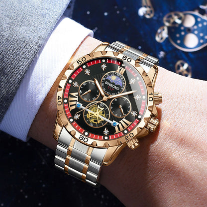 Mens Automatic Mechanical Watches Skeleton Tourbillon Day Date Luxury Self Winding Dress Wrist Watches Luminous