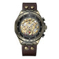 JewelryWe Automatic Watches for Men: 36-Hour Power Reserve Self-Winding Mechanical Roman Numeral Skeleton Vintage Genuine Leather Strap 3ATM Waterproof Wristwatch for Valentine's Day